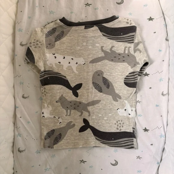 ⭒ 2T Carter’s Gray Two Piece Set Animals Seal Whale Wolf Bear Long Sleeve ⭒ - Picture 3 of 14